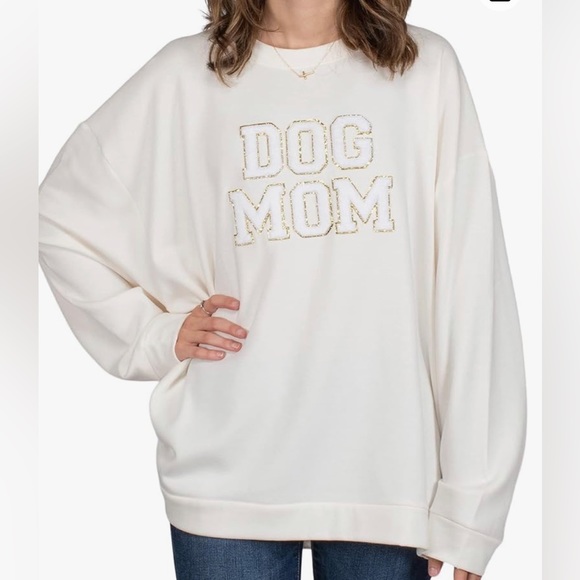 Mary Square Dog Mom Gold Sweatshirt Crew neck size large - Picture 1 of 10